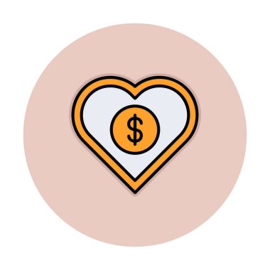 Dolar kalbi favori simgesi, vektör illüstrasyonu 