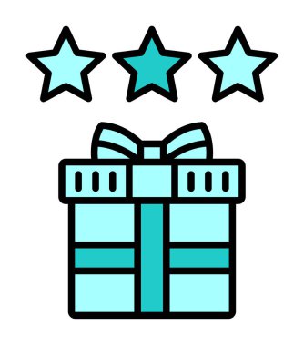 hediye ve İnceleme vektör düz simge tasarımı