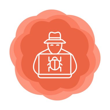 Basit Bilgisayar Hacker simgesi, vektör illüstrasyonu