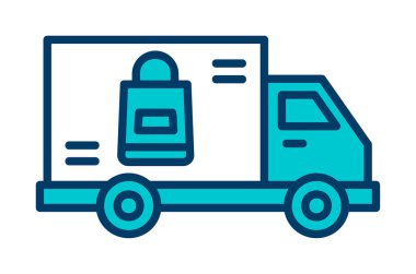 Teslimat kamyonu vektör simgesi modern basit illüstrasyon                        
