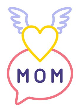 Anneler Günü simgesi, tebrik kartı şablonu, vektör illüstrasyonu