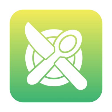 bıçak ve çatal tabakta, yemek ikonu, vektör illüstrasyonu  