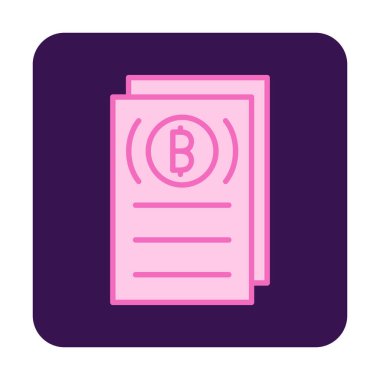 Belgeler ve bitcoin simgesinin vektör illüstrasyonu 