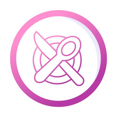 bıçak ve çatal tabakta, yemek ikonu, vektör illüstrasyonu  