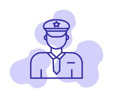 Üniformalı düz simgeli polis memurunun vektör çizimi