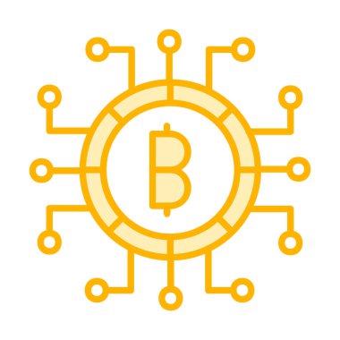 Bitcoin işareti, vektör illüstrasyonlu dijital para simgesi 