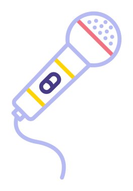 mikrofon yassı ikon. mikrofon logosu, vektör illüstrasyonu.