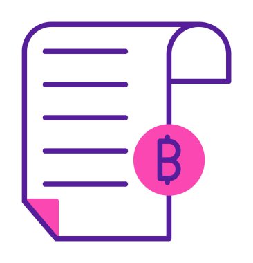 Bitcoin imzalı fatura simgesinin vektör illüstrasyonu 