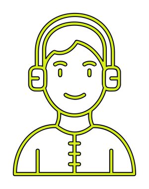 DJ avatar web simgesi, vektör illüstrasyonu 