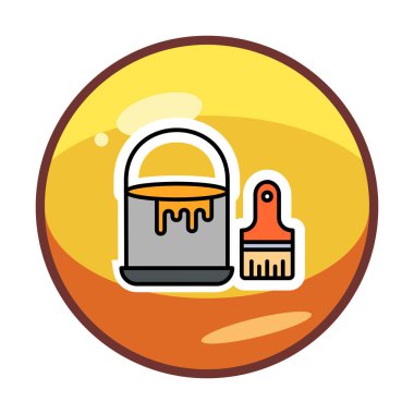 Boya fırçası ve kova vektör çizimi, simge ögesi arkaplanı                    