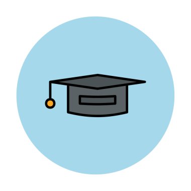 Mezuniyet şapkası ikonu, eğitim ikonu. düz tasarım biçimi