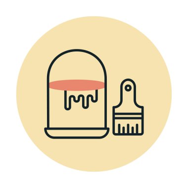 Boya fırçası ve kova vektör çizimi, simge ögesi arkaplanı                    