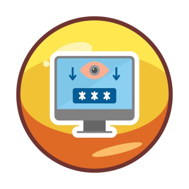 Basit Bilgisayar Casus Yazılımı simgesi, vektör illüstrasyonu