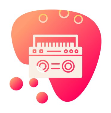  Boombox düz simgesi, vektör çizimi