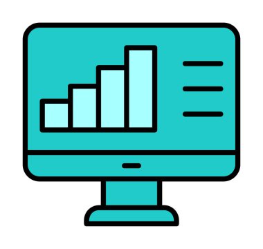 Basit Bilgisayar İzleme Veri Analizi simgesi, vektör illüstrasyonu