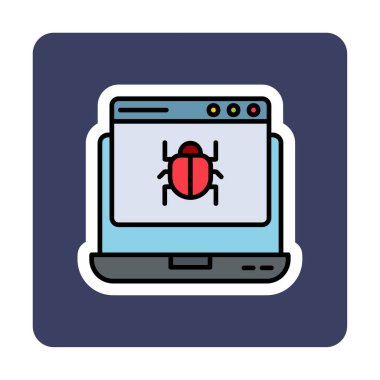 zararlı yazılım simgesinden etkilenen düz dizüstü bilgisayar 