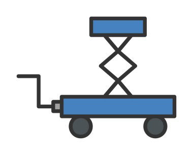 Makas kaldırma simgesi tasarımı, vektör illüstrasyonu