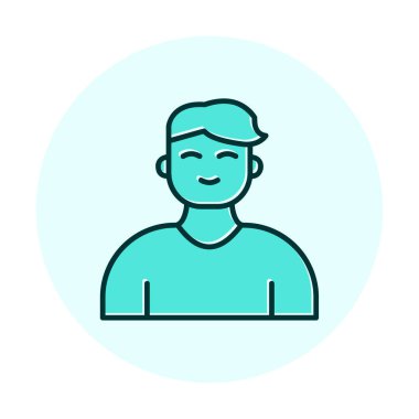 Saç stili vektör çizimi olan genç erkek avatar. 