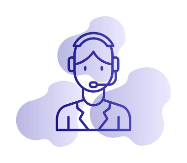 Kulaklık takan kişinin vektör çizimi, Müşteri Hizmetleri Ajansı kavramı