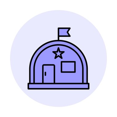 Basit Askeri Depo simgesi, vektör illüstrasyonu