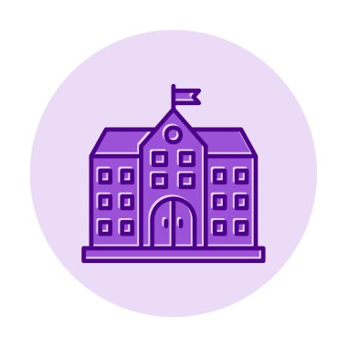Üniversite binası ikonu. Düz renk tasarımı. vektör illüstrasyonu.                           