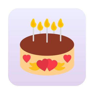 Mumlu doğum günü pastası ikon vektör çizimi                    