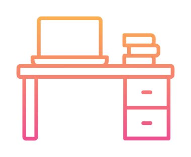 Ofis masa simgesinin vektör illüstrasyonu 