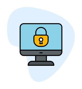 Basit Bilgisayar monitörü Ekran simgesi, vektör illüstrasyonunu kilitle