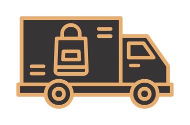 Teslimat kamyonu vektör simgesi modern basit illüstrasyon                        