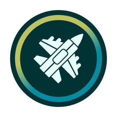 Jet Fighter ikonu. Askeri uçak uçuşu. vektör illüstrasyonu