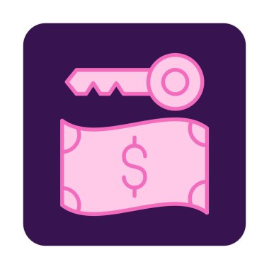 Dolar para birimi ve anahtar simgesi, Fidye yazılımı konsepti, vektör illüstrasyonu  