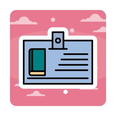 Kütüphane kartı simgesi, vektör illüstrasyonu