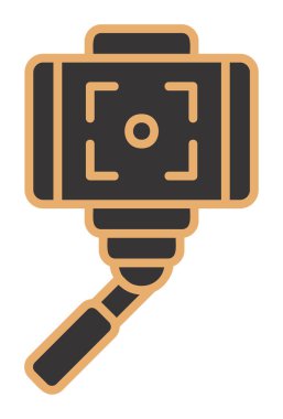 Akıllı telefon web simgesi, vektör illüstrasyonlu selfie çubuğu 