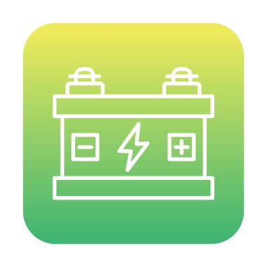 Araba aküsü simgesi. Ağ için Kataloglayıcı imza vektör simgesinin düz çizimi.