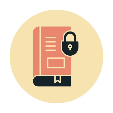 Asma kilit simgesine sahip kitap, vektör illüstrasyon tasarımı, Güvenli Kitap sembolü 