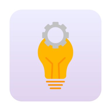 Cogwheel simgesi, vektör illüstrasyonlu ampul 