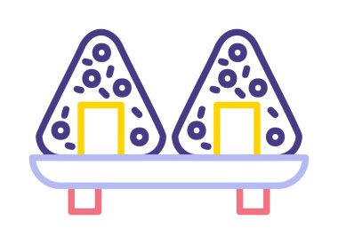 Onigiri sushi simgesi, vektör illüstrasyonu 