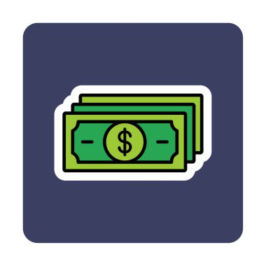 Dolar para çizgisi simgesi, vektör illüstrasyonu