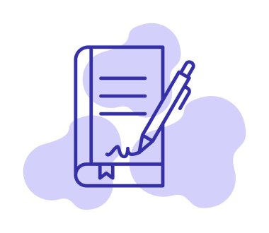 Basit Kitap İmzalama simgesi, vektör illüstrasyonu