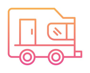 Karavan ikonu. İnce çizgi tasarımı çizimi. vektör illüstrasyonu.