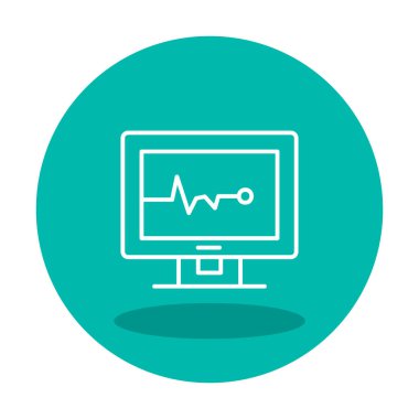 Basit kardiyogram simgesi, vektör illüstrasyonu 