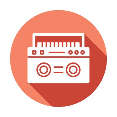  Boombox düz simgesi, vektör çizimi