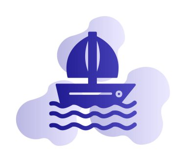  Yelkenli ikonu arka planda izole edildi. vektör illüstrasyonu