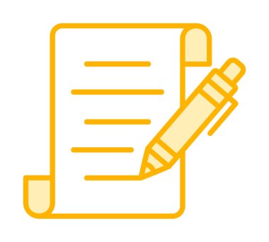 Kalem simgesi ve vektör illüstrasyonlu kağıt sayfası 