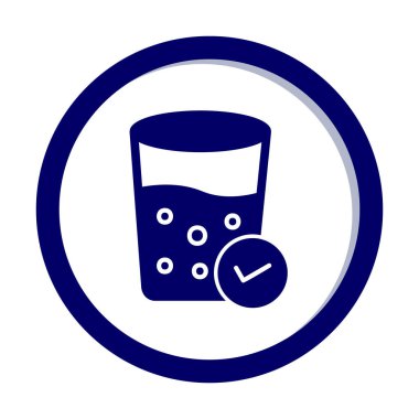 Kabarcıklı bir bardak su ve simge vektör illüstrasyonunu işaretle 