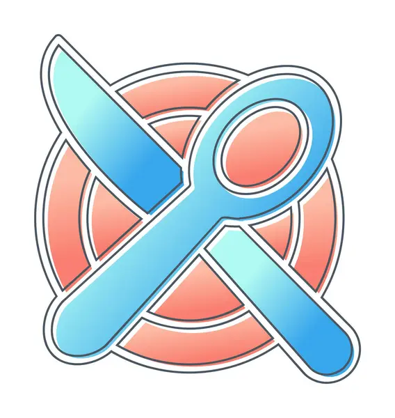 bıçak ve çatal tabakta, yemek ikonu, vektör illüstrasyonu  