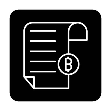 Bitcoin imzalı fatura simgesinin vektör illüstrasyonu 