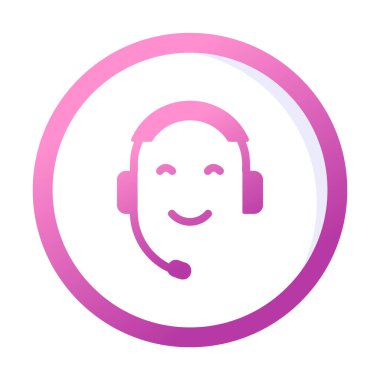 Kulaklık ve gülücükle yüzün vektör çizimi, Çağrı Merkezi kavramı