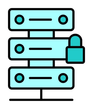 Sunucu vektör simgesini basit illüstrasyonla kilitle