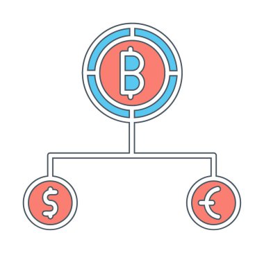 Para birimi yapısını bitcoin, dolar ve avro sembolleriyle böl 